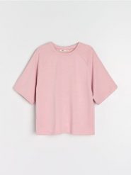 Bluza z domieszką wiskozy - różowy. Czerwone bluzy damskie Sinsay, l, bez wzorów, z dzianiny, bez ramiączek, bez kaptura. Za 39.99 zł.