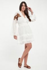 Sukienka mini z ramii ERMANNO FIRENZE. Sukienki damskie Ermanno Firenze, bez wzorów, bez kołnierzyka, bez ramiączek, mini. Za 2,879.00 zł.