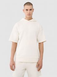4F Bluza z krótkim rękawem z kapturem męska - biała L. Białe bluzy sportowe męskie 4F, l, bez wzorów, z bawełny, z kapturem. W wyprzedaży za 79.99 zł.