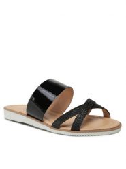 Badura Klapki 5084-69-1259 Czarny. Czarne klapki damskie Badura, bez wzorów, z lakierowanej skóry, bez obcasa, bez zapięcia. Za 349.99 zł.