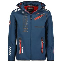Męska turystyczna kurtka softshell GEOGRAPHICAL NORWAY ROYAUTE DB NAVY RED MEN…. Czerwone kurtki męskie Geographical Norway, m, z aplikacjami, z materiału, eleganckie, z kapturem. Za 249.00 zł.