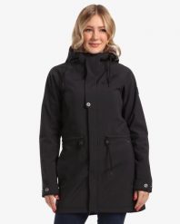 Damski płaszcz softshell Kilpi LASIKA-W. Czarne płaszcze damskie Kilpi, na jesień, bez wzorów, z materiału, eleganckie, bez kołnierzyka, bez kaptura. Za 370.41 zł.