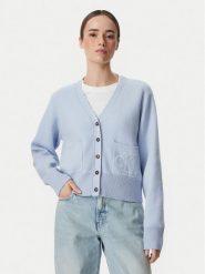 Calvin Klein Jeans Kardigan LV044H327G Niebieski jasny Regular Fit. Niebieskie kardigany damskie Calvin Klein Jeans, m, bez wzorów, z bawełny, bez kołnierzyka. Za 649.99 zł.