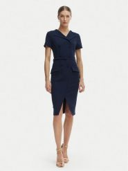 Rinascimento Sukienka koktajlowa CFC0127893003 Granatowy Slim Fit. Niebieskie sukienki damskie Rinascimento, xs, bez wzorów, z syntetyku, wizytowe, bez kołnierzyka, bez ramiączek. Za 699.99 zł.