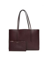 Calvin Klein Torebka Foil Logo Tote W/Pouch LV04F3274G Bordowy. Czerwone shopperki damskie Calvin Klein, bez wzorów, ze skóry, bez dodatków. Za 419.99 zł.