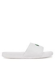 Lacoste Klapki Serve Sliders 7-49CMA0041 Biały. Białe klapki męskie Lacoste, bez wzorów, ze skóry, bez zapięcia. Za 119.99 zł.