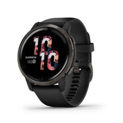 Zegarek Garmin Venu 2 (45 mm) Slate Stainless Steel Bezel / Black Case / Silicone Band. Czarne, cyfrowe zegarki sportowe Garmin, bez wzorów. Za 1,129.99 zł.