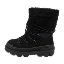 Buty śniegowce Lee Cooper LCJ-24-47-3148L czarne. Czarne śniegowce damskie z materiału, przed kolano, bez zapięcia. Za 332.50 zł.