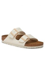 Birkenstock Klapki Arizona 1027339 Beżowy. Brązowe klapki damskie Birkenstock, bez wzorów, ze skóry, bez obcasa, bez zapięcia. Za 399.99 zł.