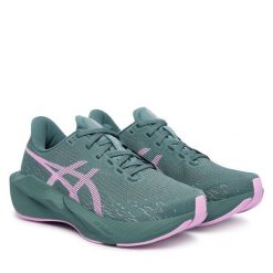 Buty do biegania Asics. Zielone obuwie sportowe damskie Asics, bez wzorów, bez zapięcia, do biegania. Za 709.99 zł.