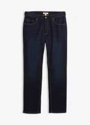 Dżinsy ocieplane, regular fit, z miękką podszewką dżersejową i wygodnym pasem, straight. Niebieskie jeansy męskie bonprix, z dżerseju. Za 149.99 zł.