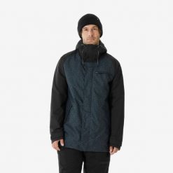 Kurtka narciarska i snowboardowa męska Quechua 500 Long. Czarne kurtki sportowe męskie DREAMSCAPE, na zimę, m, bez wzorów, z materiału, bez kaptura, narciarskie. Za 299.99 zł.