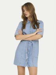 ONLY Sukienka jeansowa Vibbe 15372569 Niebieski Regular Fit. Niebieskie sukienki damskie ONLY, s, bez wzorów, z bawełny, bez kołnierzyka, bez ramiączek. Za 229.99 zł.