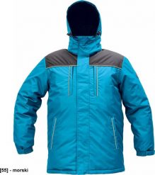 CERVA CREMORNE parka - męska zimowa parka, stały kaptur, przedłużony tył, 100% poliester - morski L. Zielone parki męskie CERVA, na zimę, l, bez wzorów, z poliesteru, bez kołnierzyka, bez kaptura. Za 202.63 zł.