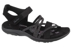 Sandały damskie, Reggae Slim - Meadow Grazer. Czarne sandały damskie Skechers, bez wzorów, z materiału, bez obcasa, bez zapięcia. Za 239.99 zł.