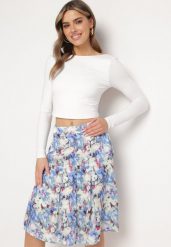 Niebiesko-Biała Spódnica Rozkloszowana w Kwiatowy Print Hastaria. Niebieskie spódnice damskie Born2be, na co dzień, l, bez wzorów, eleganckie, z podwyższonym stanem, midi, dopasowane. Za 89.99 zł.