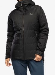 Kurtka puchowa damska Rab Valiance Jacket. Czarne kurtki sportowe damskie RAB, na zimę, l, bez wzorów, z materiału, bez ramiączek, bez kaptura, trekkingowe. Za 1,385.99 zł.