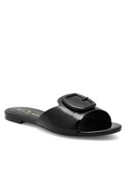 Eva Minge Klapki REGINE-SL2273-1 Czarny. Czarne klapki damskie Eva Minge, bez wzorów, z lakierowanej skóry, bez obcasa, bez zapięcia. Za 349.99 zł.