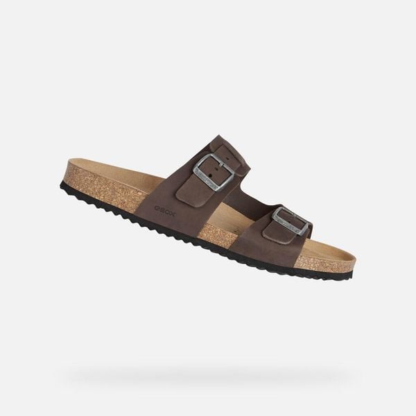 Sandały GEOX U SANDAL GHITA B Brązowy. Brązowe sandały męskie Geox, bez wzorów, z materiału, bez zapięcia. Za 284.99 zł.