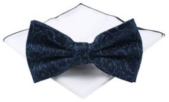 Męska Mucha (Poszetka w Zestawie) - Chattier - Granat, Delikatne Kwiaty. Niebieskie krawaty i muchy Chattier, bez wzorów, eleganckie. Za 59.00 zł.
