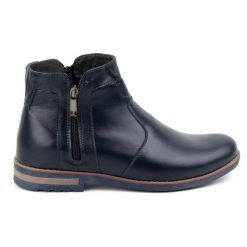 KOMODO Buty męskie skórzane zimowe 887K granatowe niebieskie. Niebieskie botki męskie na zimę, bez wzorów, ze skóry, eleganckie, bez obcasa, bez zapięcia. Za 438.49 zł.
