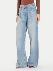 Guess Jeansy W5BA3T D0742 Niebieski Wide Leg. Niebieskie jeansy damskie Guess, z aplikacjami, z bawełny. Za 519.99 zł.