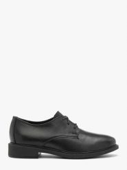 Klasyczne czarne półbuty. Czarne półbuty damskie Ryłko, bez wzorów, ze skóry, eleganckie, bez obcasa, bez zapięcia. Za 379.99 zł.