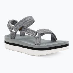 Sandały damskie Teva Flatform Universal Mesh Print. Szare sandały damskie Teva, bez wzorów, z meshu, bez obcasa, bez zapięcia. Za 139.99 zł.