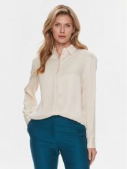 Calvin Klein Koszula K20K206299 Beżowy Relaxed Fit. Brązowe koszule damskie Calvin Klein, bez wzorów, z wiskozy, bez kołnierzyka, bez ramiączek. Za 449.99 zł.