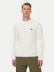 Aeronautica Militare Sweter 262MA1571UL00409 Biały Regular Fit. Białe swetry męskie Aeronautica Militare, l, bez wzorów, z bawełny, bez kołnierzyka, bez ramiączek. Za 569.99 zł.