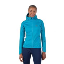 Damska kurtka narciarska z kapturem Rossignol Genetys. Niebieskie kurtki sportowe damskie Rossignol, na zimę, bez wzorów, bez ramiączek, z kapturem, narciarskie. Za 665.50 zł.