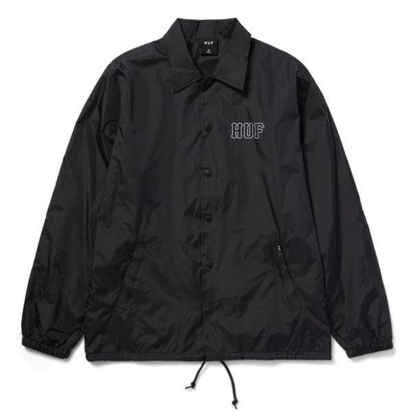 Kurtka turystyczna męska HUF Set H Coaches Jacket. Czarne kurtki męskie HUF, m, bez wzorów, z nylonu, sportowe, bez kaptura. W wyprzedaży za 223.00 zł.