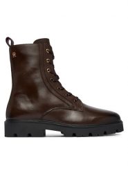 Tommy Hilfiger Trzewiki TH Stud Leather Lace-Up Boot FW0FW09571 Brązowy. Brązowe botki damskie Tommy Hilfiger, bez wzorów, ze skóry, bez obcasa, na płaskiej podeszwie, bez zapięcia. Za 849.99 zł.
