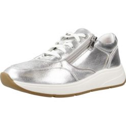 Tenisówki Geox Model D Cristael Kolor Srebrny. Szare trampki i tenisówki damskie Geox, bez wzorów, ze skóry, bez zapięcia. Za 409.99 zł.
