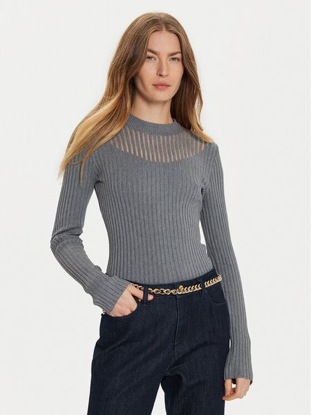 Morgan Sweter 232-MANDRIN Szary Slim Fit. Szare swetry nierozpinane damskie Morgan, m, bez wzorów, z wiskozy, bez kołnierzyka, bez ramiączek. Za 139.99 zł.