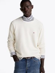 Tommy Hilfiger sweter Mężczyźni Bawełna biały, L. Białe swetry męskie Tommy Hilfiger, l, bez wzorów, z bawełny, bez kołnierzyka, bez ramiączek. Za 409.95 zł.