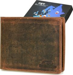 Beltimore Męski portfel skórzany brązowy nubuk skóra poziomy Beltimore R84. Brązowe portfele męskie Beltimore, bez wzorów, z nubiku. Za 69.99 zł.