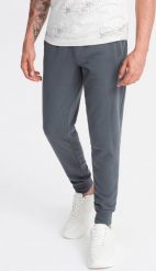 Ombre Bawełniane dresowe spodnie męskie joggery BASIC grafitowe V11 OM-PABS-0174 XL. Szare spodnie sportowe męskie Ombre, m, bez wzorów, z bawełny. Za 129.99 zł.