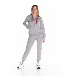 Bluza z bawełna z kaptur na co dzień na siłownię. Szare bluzy damskie LEONE 1947 APPAREL, xs, bez wzorów, z bawełny, sportowe, bez ramiączek, bez kaptura. Za 233.66 zł.