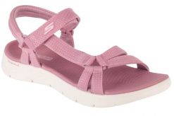 Sandały damskie, Go Walk Flex Sandal - Sublime. Czerwone sandały damskie Skechers, bez wzorów, z materiału, bez obcasa, bez zapięcia. Za 269.99 zł.