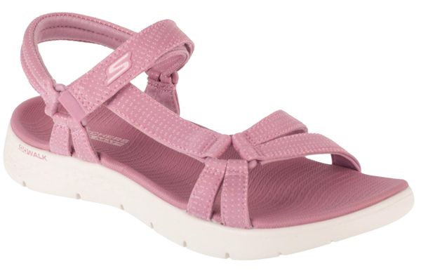 Sandały SKECHERS GO WALK FLEX SANDAL Rose. Fioletowe sandały damskie Skechers, bez wzorów, z materiału, bez obcasa, bez zapięcia. Za 199.99 zł.
