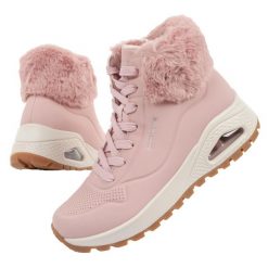 Buty sportowe Skechers Uno Rugged. Czerwone obuwie sportowe damskie Skechers, bez wzorów, ze skóry, bez zapięcia, trekkingowe. Za 299.00 zł.