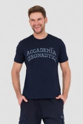 AERONAUTICA MILITARE Granatowy t-shirt M.C. Niebieskie t-shirty męskie Aeronautica Militare, l, bez wzorów, bez kołnierzyka, bez ramiączek. W wyprzedaży za 169.99 zł.