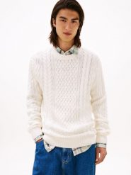 Tommy Jeans sweter Mężczyźni Bawełna biały, XXL. Białe swetry męskie Tommy Jeans, m, bez wzorów, z bawełny, bez kołnierzyka, bez ramiączek. Za 329.95 zł.