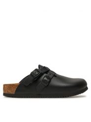 Birkenstock Klapki Kay Sl Sfb Le 1018227 Czarny. Czarne klapki damskie Birkenstock, bez wzorów, ze skóry, bez obcasa, bez zapięcia. Za 539.99 zł.