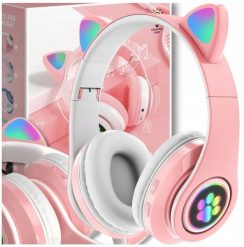 Słuchawki Protect Kocie Uszy Bluetooth Różowy. Czerwone słuchawki bezprzewodowe Protect. Za 35.99 zł.