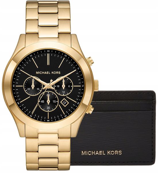 Zegarek Męski + Etui na karty MICHAEL KORS MK1076SET + BOX. Zegarki męskie Michael Kors, bez wzorów. Za 653.46 zł.