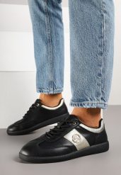 Czarno-Złote Skórzane Sneakersy Klasyczne Tenisówki z Metalicznym Zdobieniem Marins. Czarne trampki i tenisówki damskie Born2be, z aplikacjami, z jeansu, bez zapięcia. Za 189.99 zł.