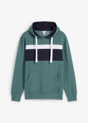 Bluza z kapturem. Zielone bluzy męskie bonprix, l, bez wzorów, bez ramiączek, z kapturem. Za 92.99 zł.