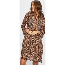Only - Sukienka. Brązowe sukienki damskie ONLY, na co dzień, s, bez wzorów, z materiału, casualowe, bez kołnierzyka, bez ramiączek, mini, proste. W wyprzedaży za 99.90 zł.